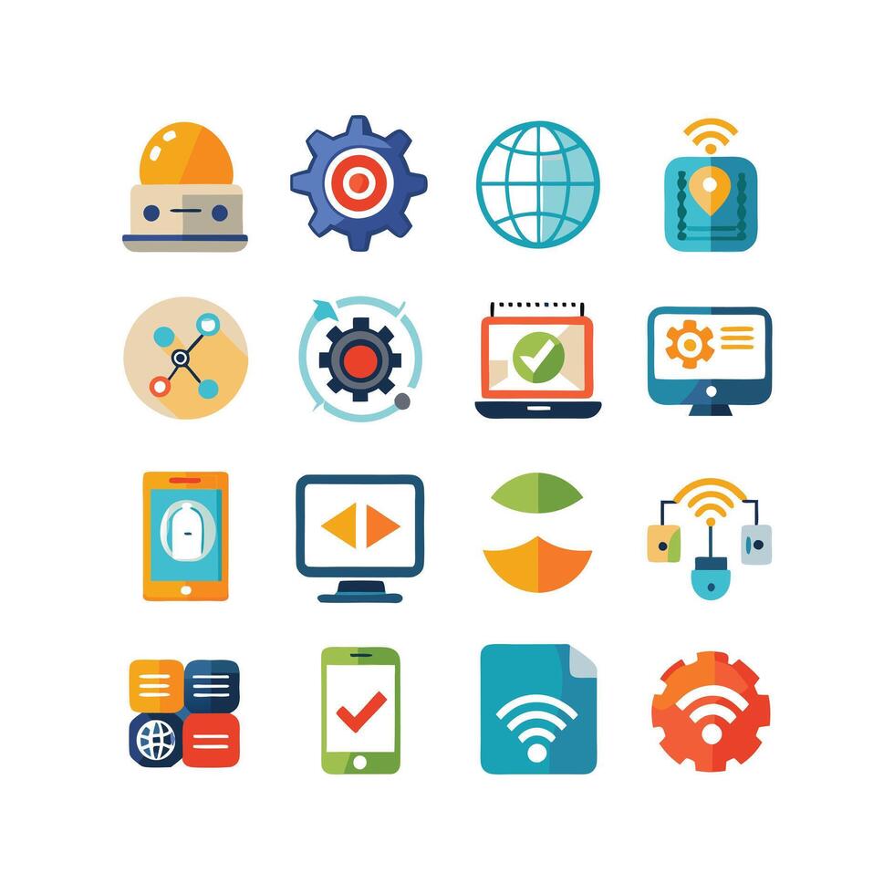 Technology Icon Set Illustration for Documents, Websites and Mobile Applications vector