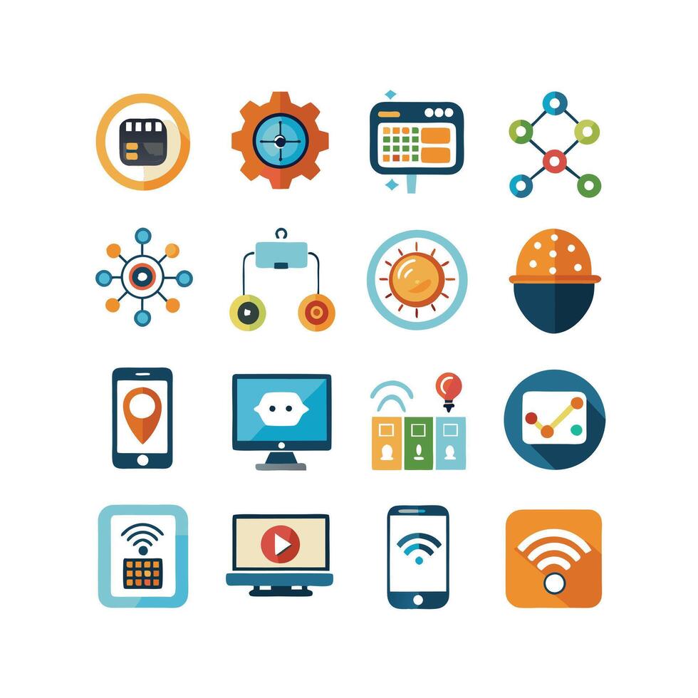 Technology Icon Set Illustration for Documents, Websites and Mobile Applications vector