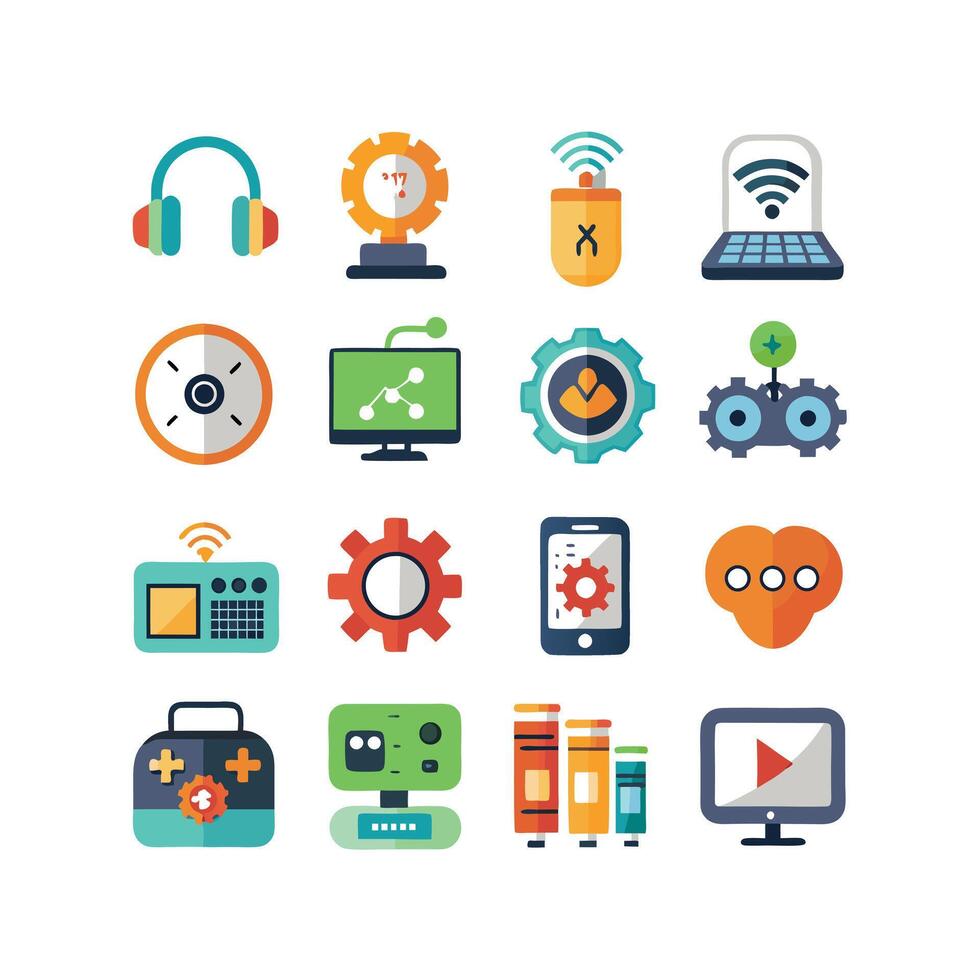 Technology Icon Set Illustration for Documents, Websites and Mobile Applications vector