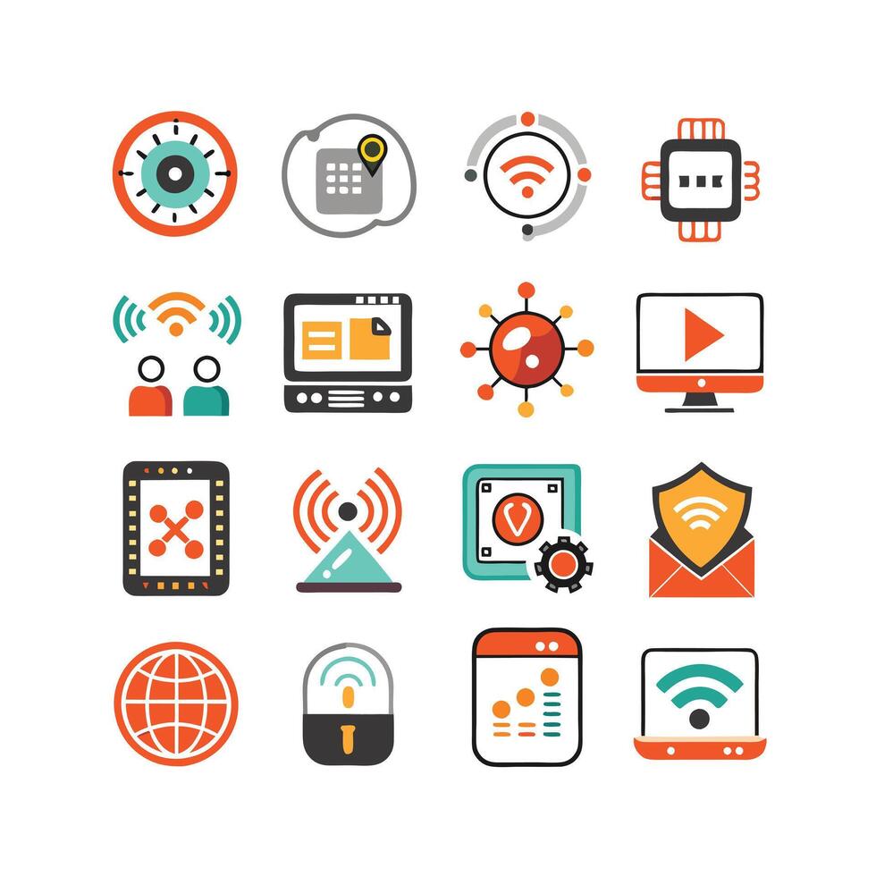 Technology Icon Set Illustration for Documents, Websites and Mobile Applications vector
