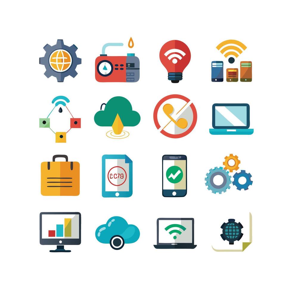 Technology Icon Set Illustration for Documents, Websites and Mobile Applications vector