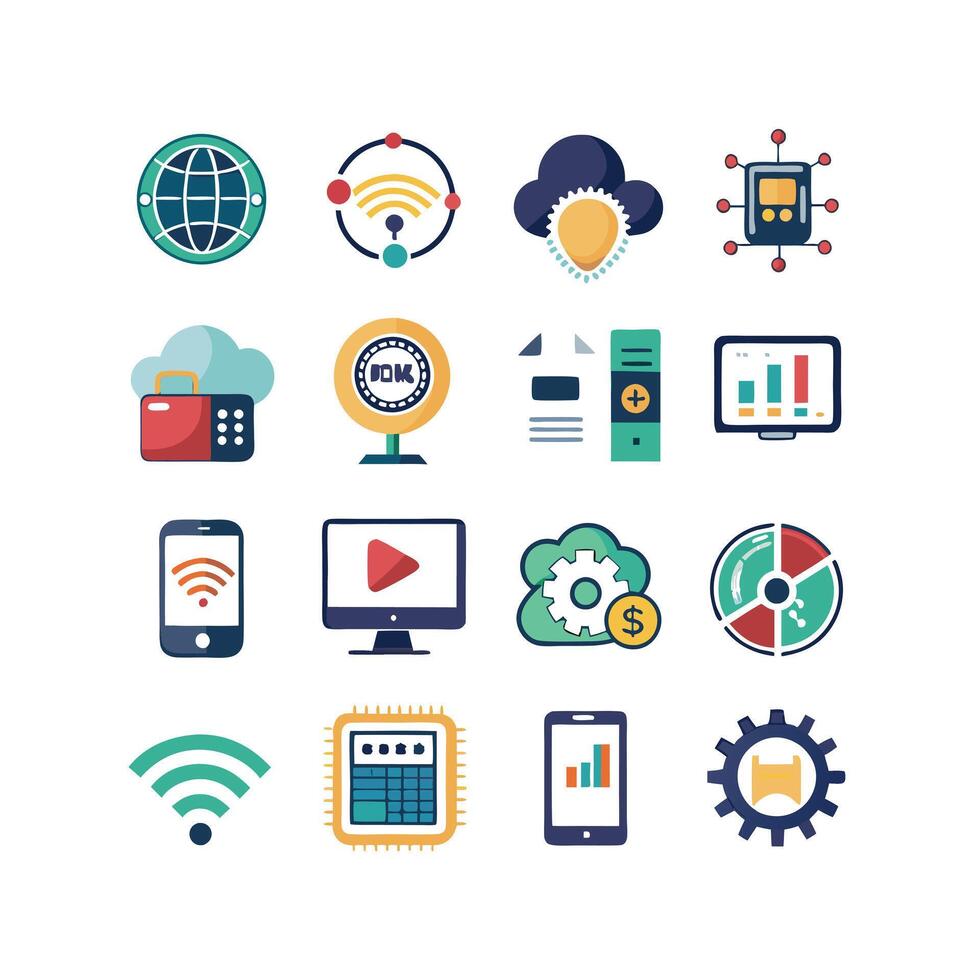 Technology Icon Set Illustration for Documents, Websites and Mobile Applications vector