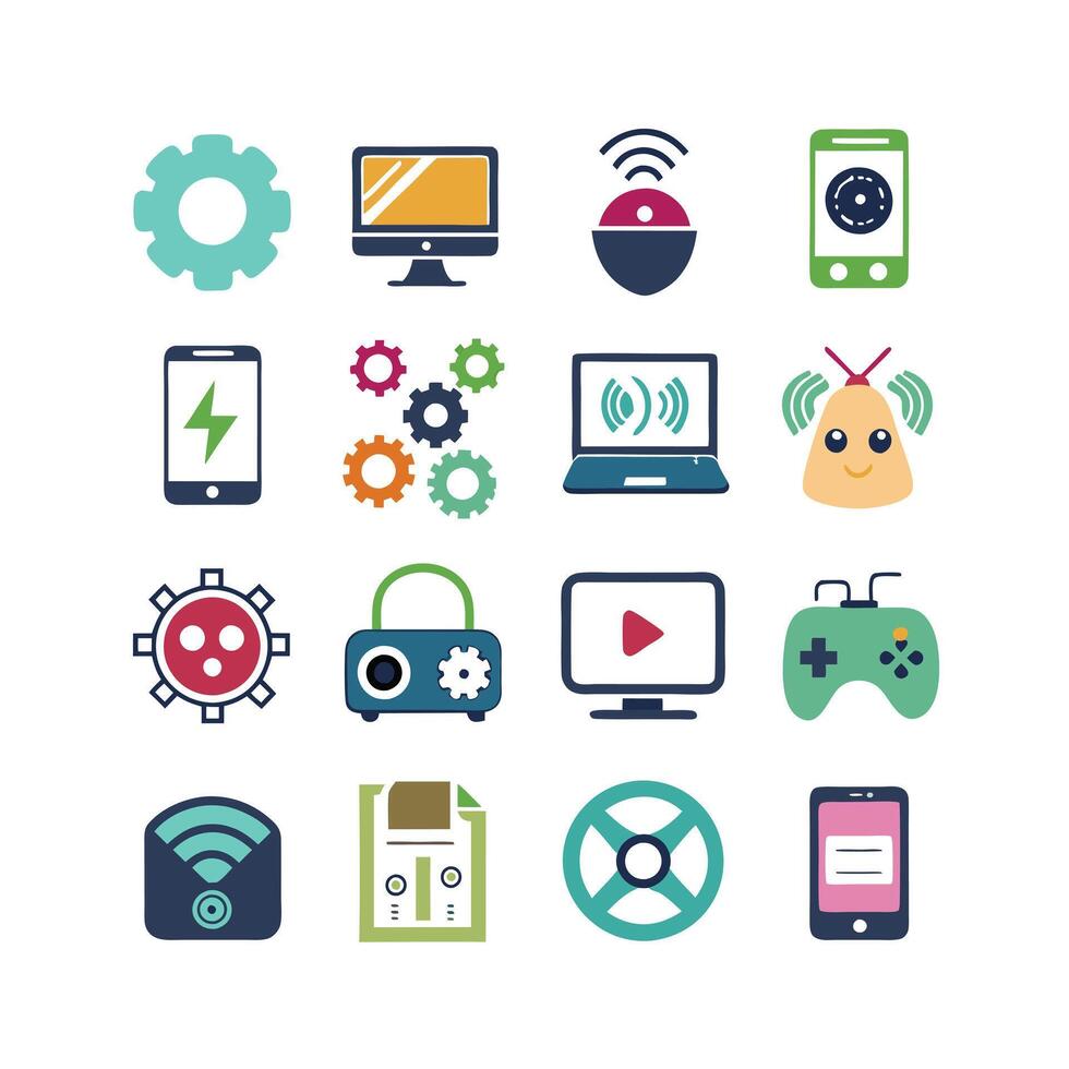 Technology Icon Set Illustration for Documents, Websites and Mobile Applications vector