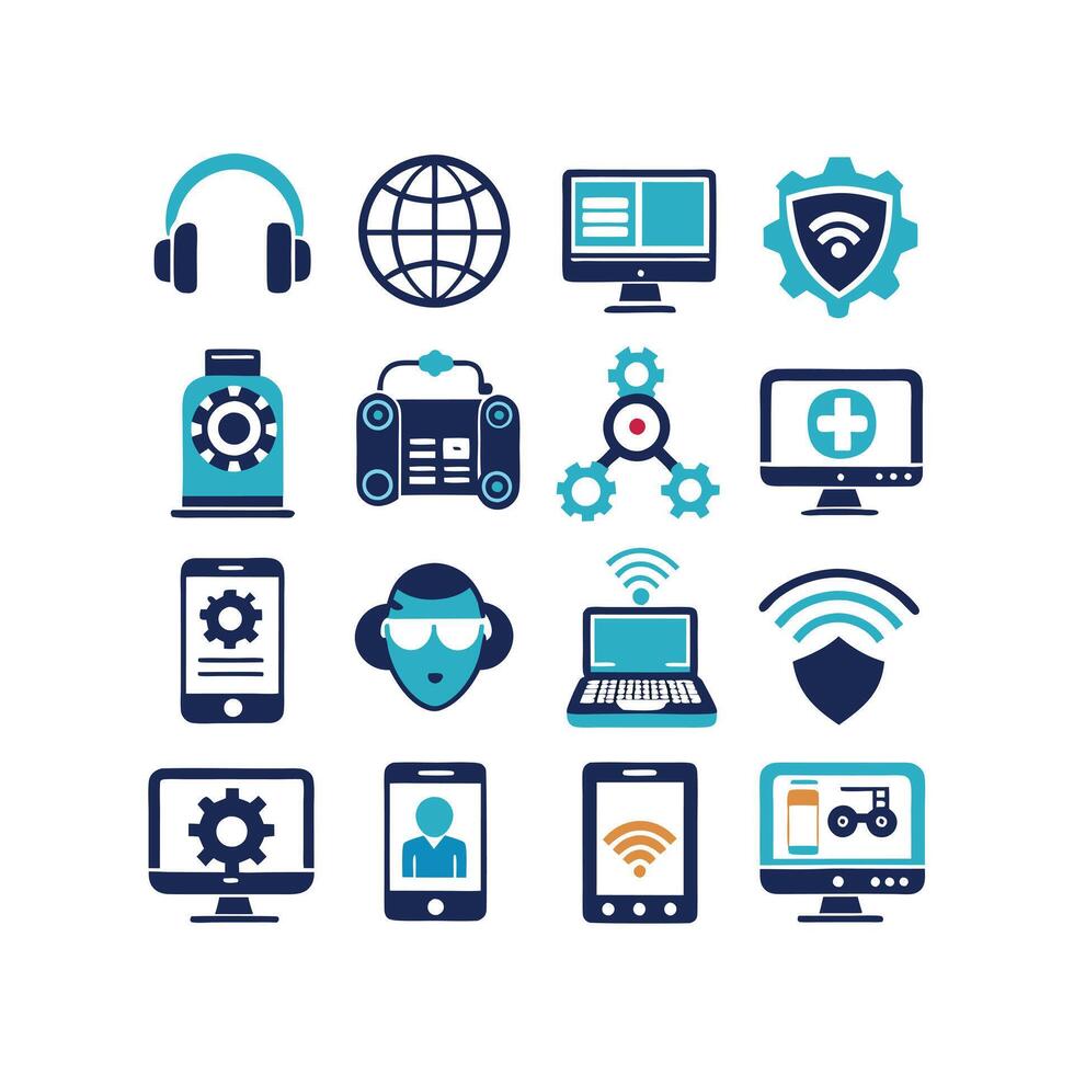 Technology Icon Set Illustration for Documents, Websites and Mobile Applications vector