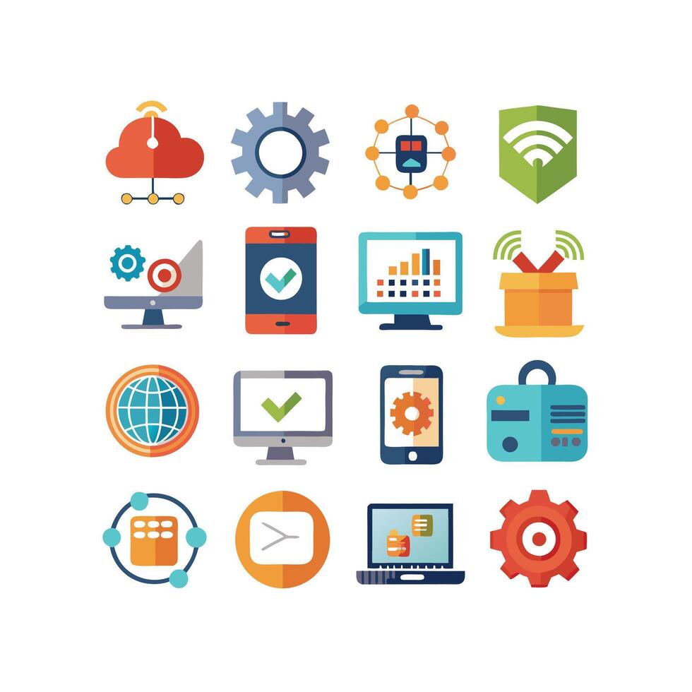Technology Icon Set Illustration for Documents, Websites and Mobile Applications vector