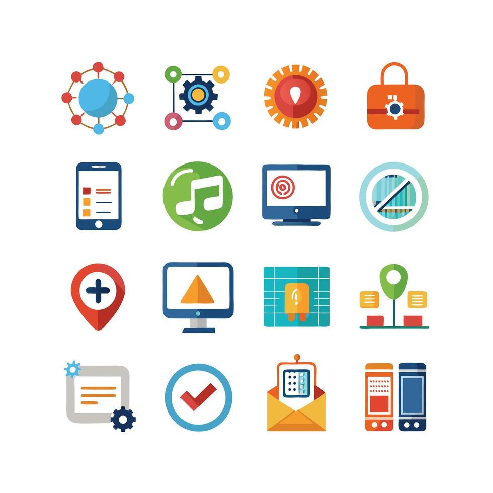 Technology Icon Set Illustration for Documents, Websites and Mobile Applications vector