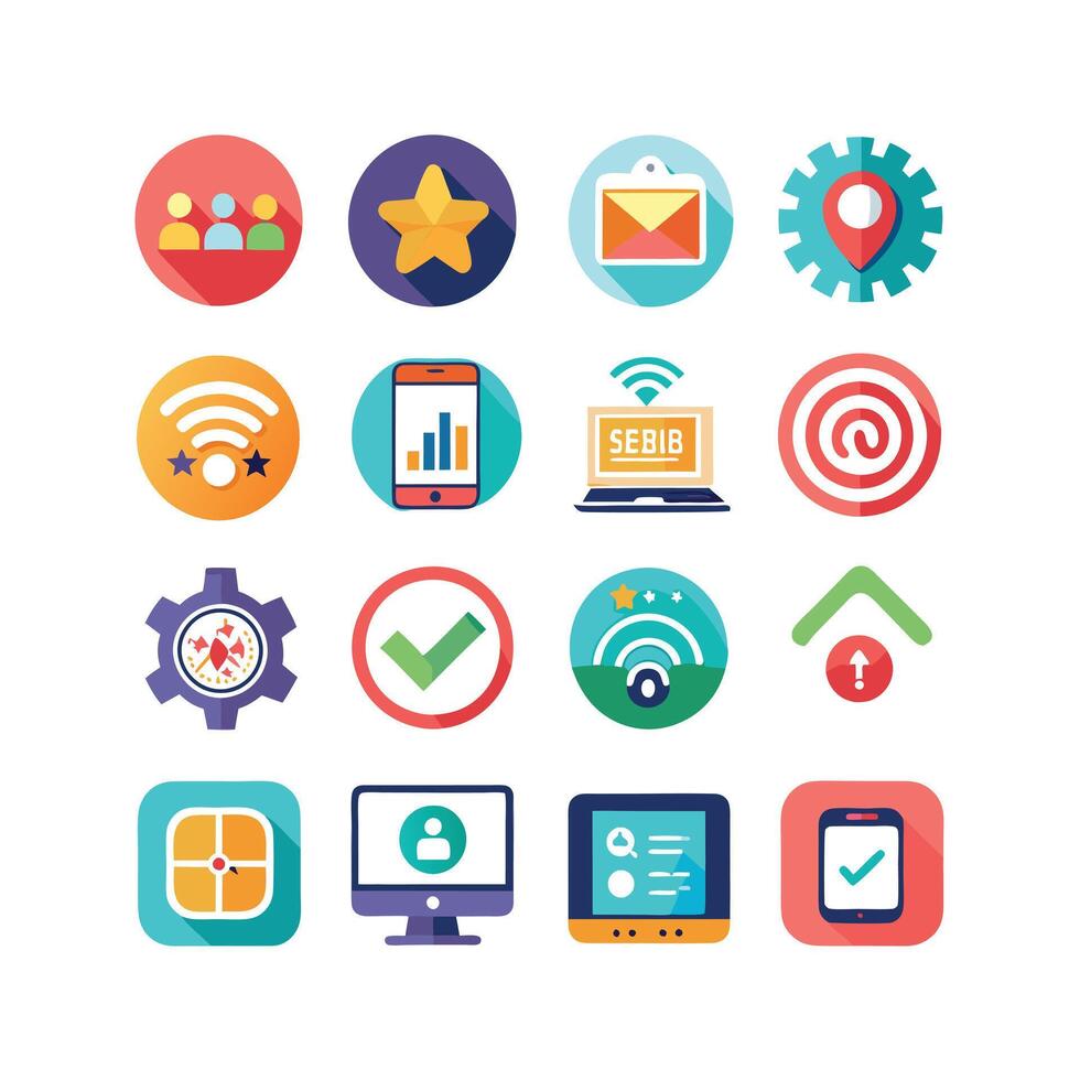 Technology Icon Set Illustration for Documents, Websites and Mobile Applications vector