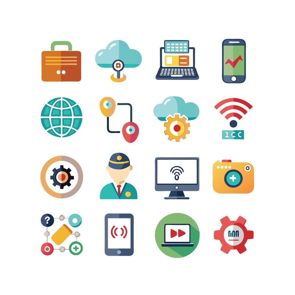 Technology Icon Set Illustration for Documents, Websites and Mobile Applications vector