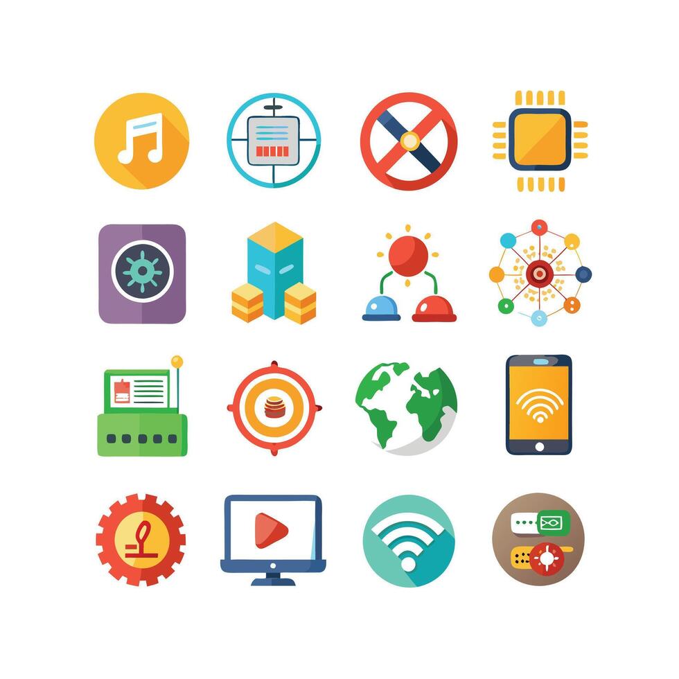 Technology Icon Set Illustration for Documents, Websites and Mobile Applications vector