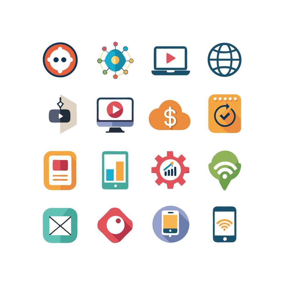 Technology Icon Set Illustration for Documents, Websites and Mobile Applications vector
