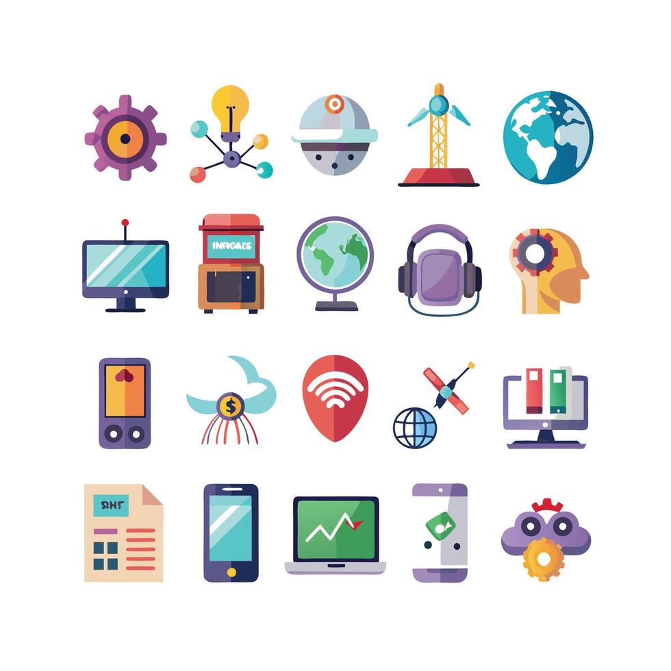 Technology Icon Set Illustration for Documents, Websites and Mobile Applications vector