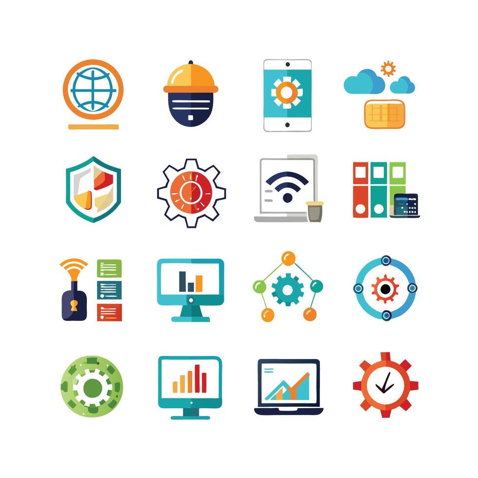 Technology Icon Set Illustration for Documents, Websites and Mobile Applications vector