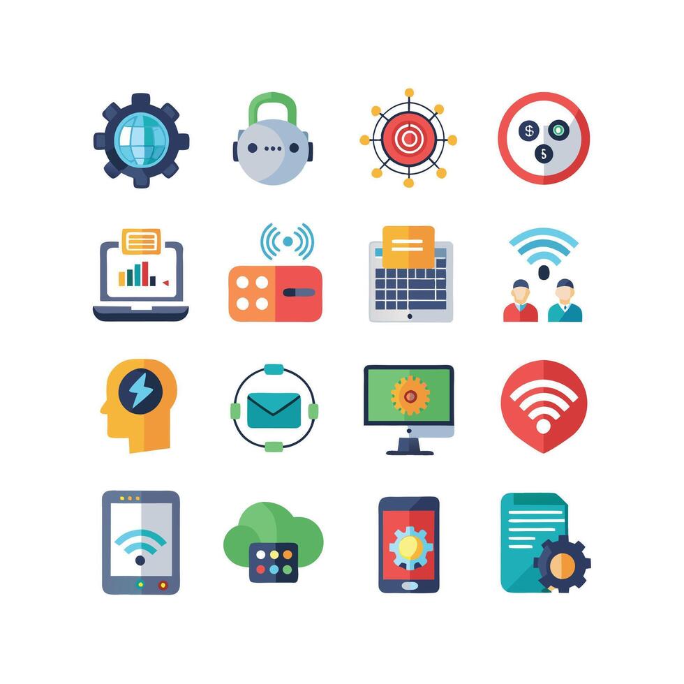 Technology Icon Set Illustration for Documents, Websites and Mobile Applications vector