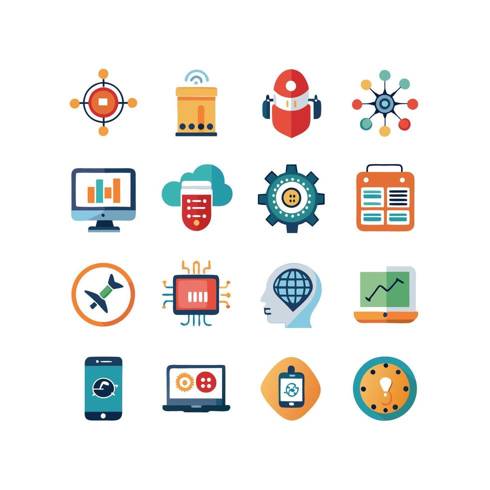 Technology Icon Set Illustration for Documents, Websites and Mobile Applications vector