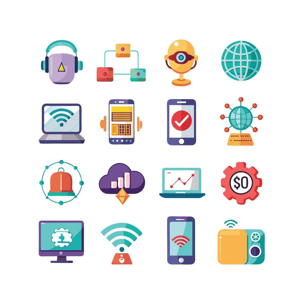 Technology Icon Set Illustration for Documents, Websites and Mobile Applications vector