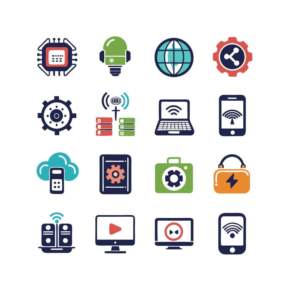 Technology Icon Set Illustration for Documents, Websites and Mobile Applications vector