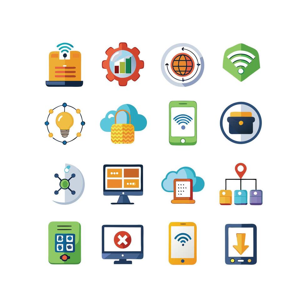 Technology Icon Set Illustration for Documents, Websites and Mobile Applications vector