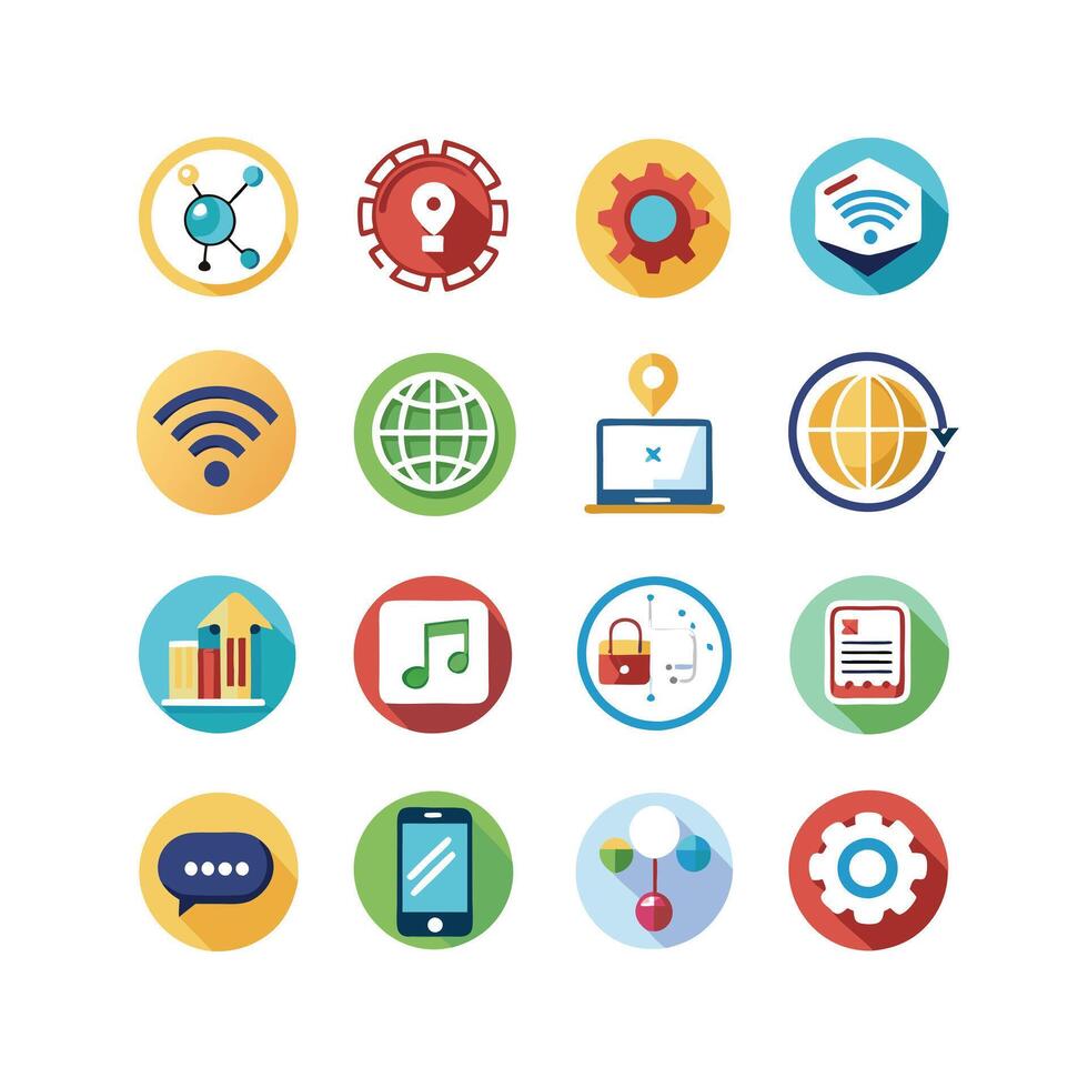Technology Icon Set Illustration for Documents, Websites and Mobile Applications vector