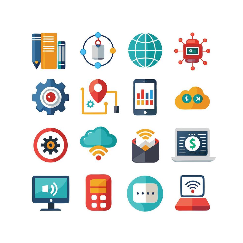 Technology Icon Set Illustration for Documents, Websites and Mobile Applications vector