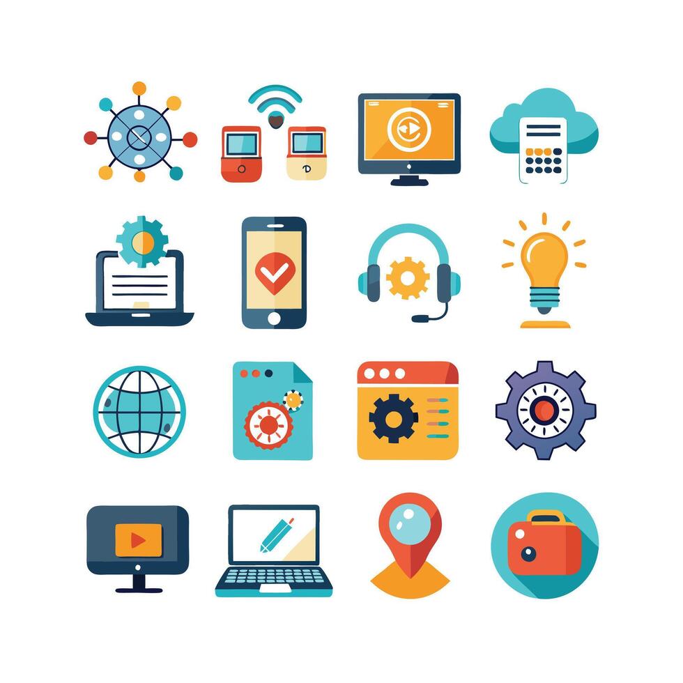 Technology Icon Set Illustration for Documents, Websites and Mobile Applications vector