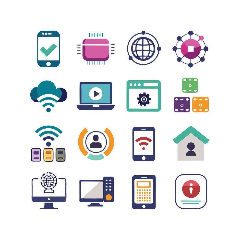 Technology Icon Set Illustration for Documents, Websites and Mobile Applications vector