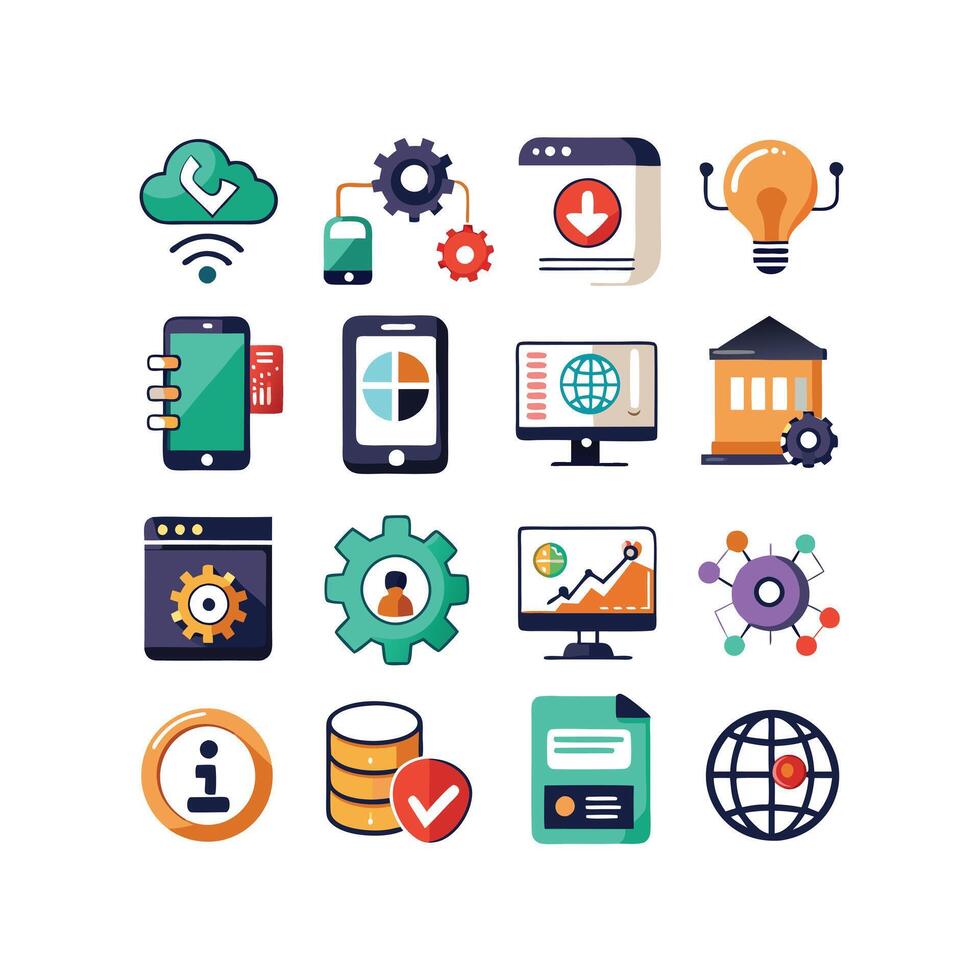 Technology Icon Set Illustration for Documents, Websites and Mobile Applications vector