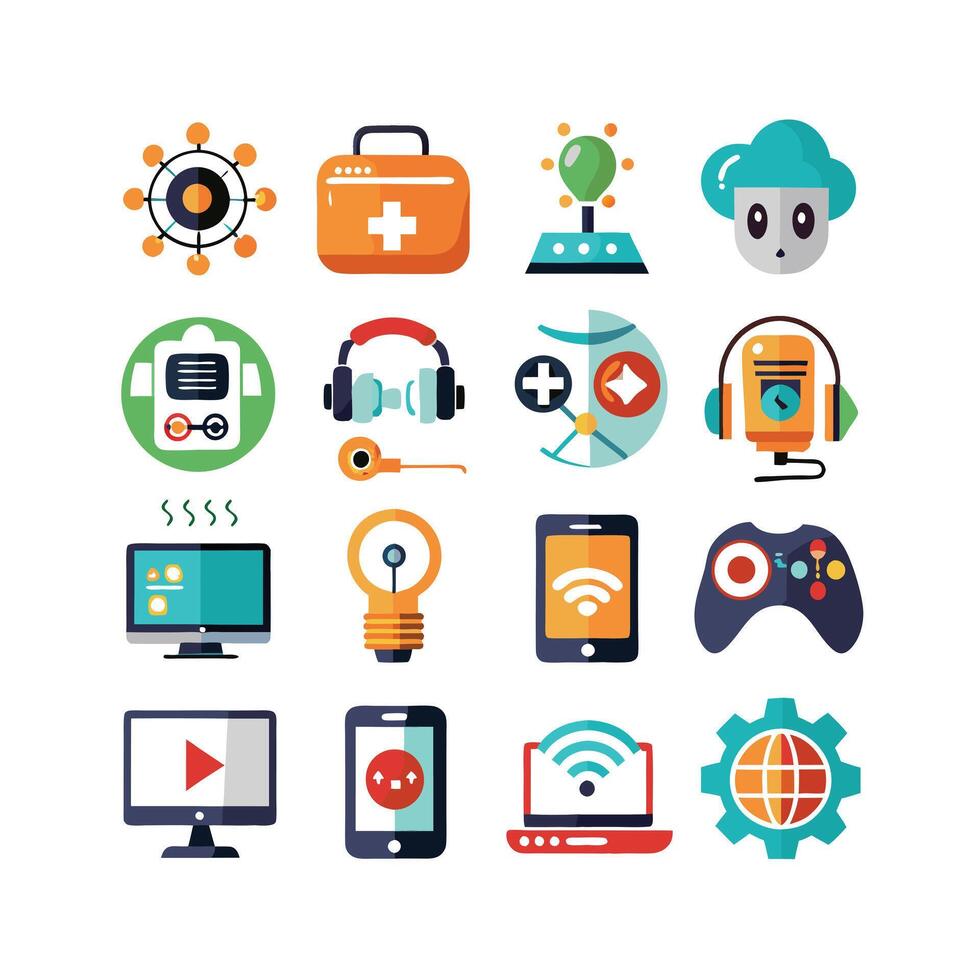 Technology Icon Set Illustration for Documents, Websites and Mobile Applications vector