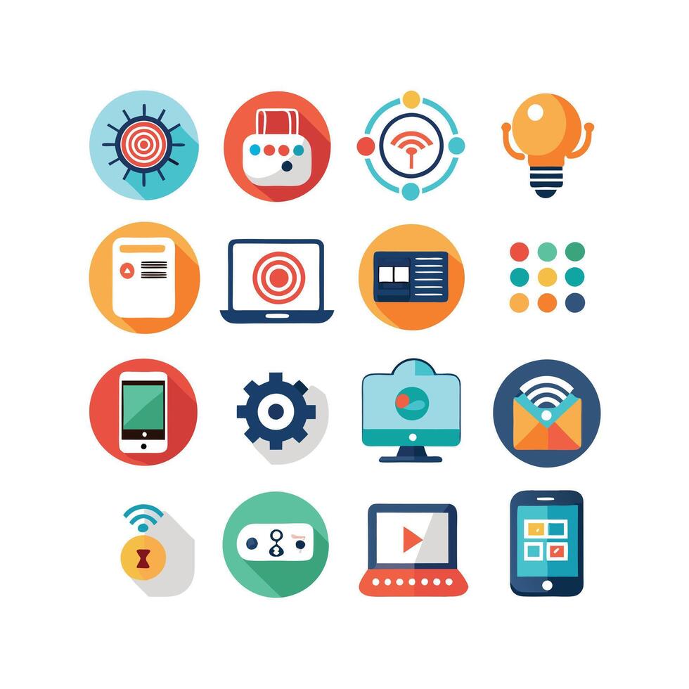 Technology Icon Set Illustration for Documents, Websites and Mobile Applications vector