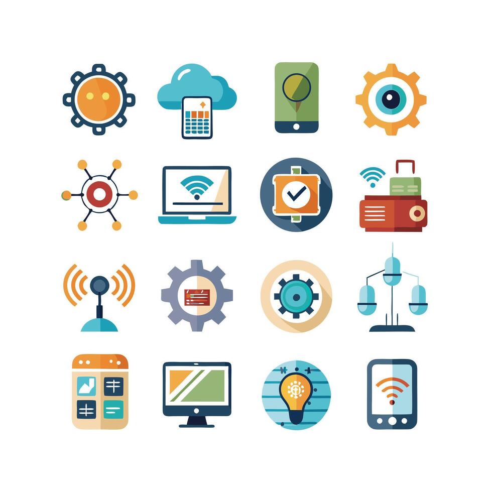 Technology Icon Set Illustration for Documents, Websites and Mobile Applications vector