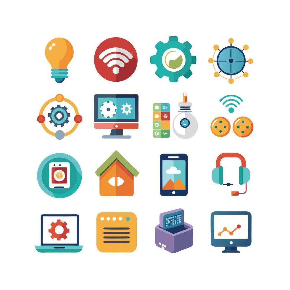 Technology Icon Set Illustration for Documents, Websites and Mobile Applications vector