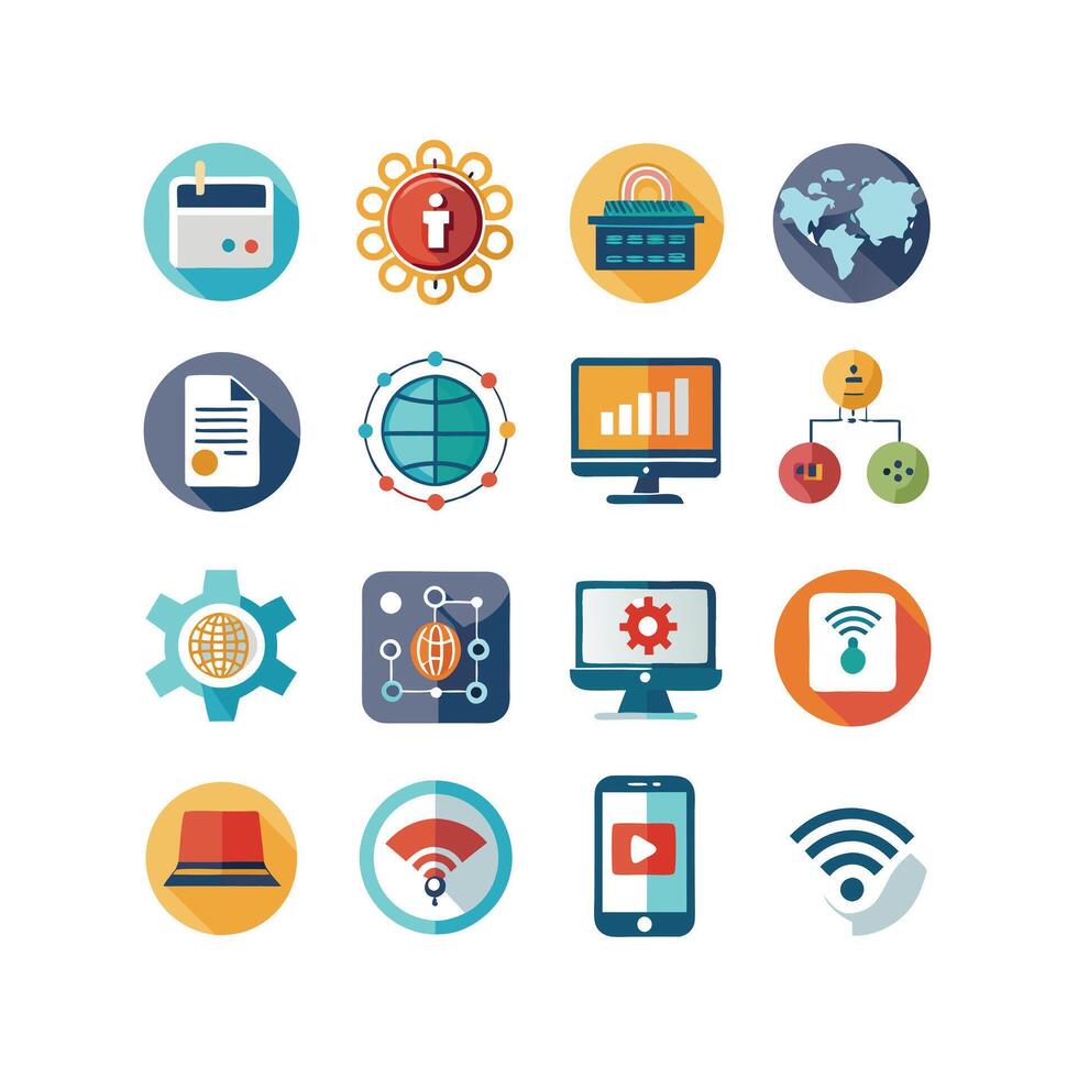 Technology Icon Set Illustration for Documents, Websites and Mobile Applications vector