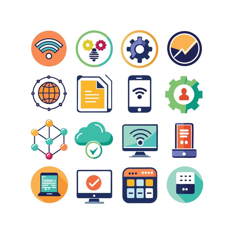 Technology Icon Set Illustration for Documents, Websites and Mobile Applications vector