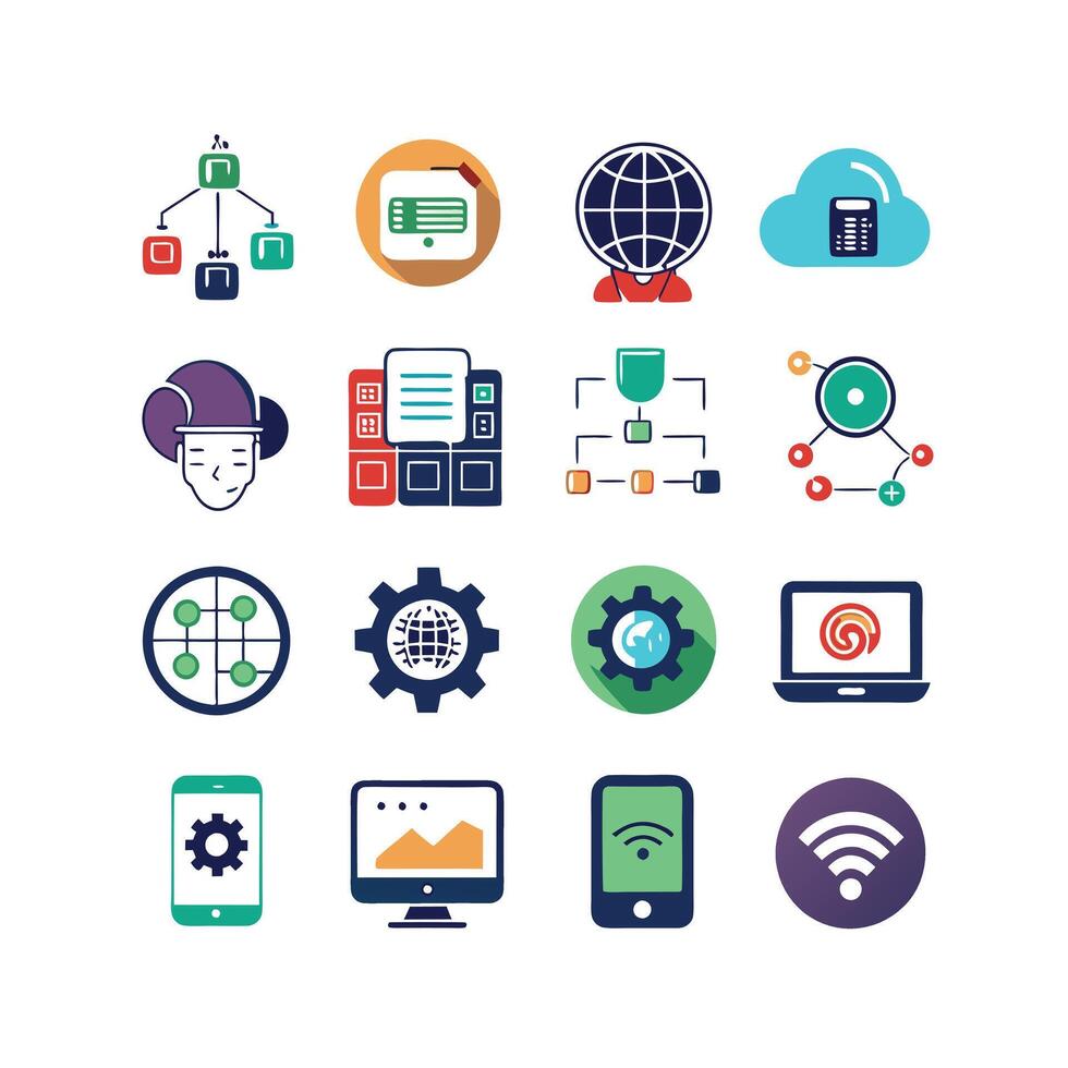 Technology Icon Set Illustration for Documents, Websites and Mobile Applications vector