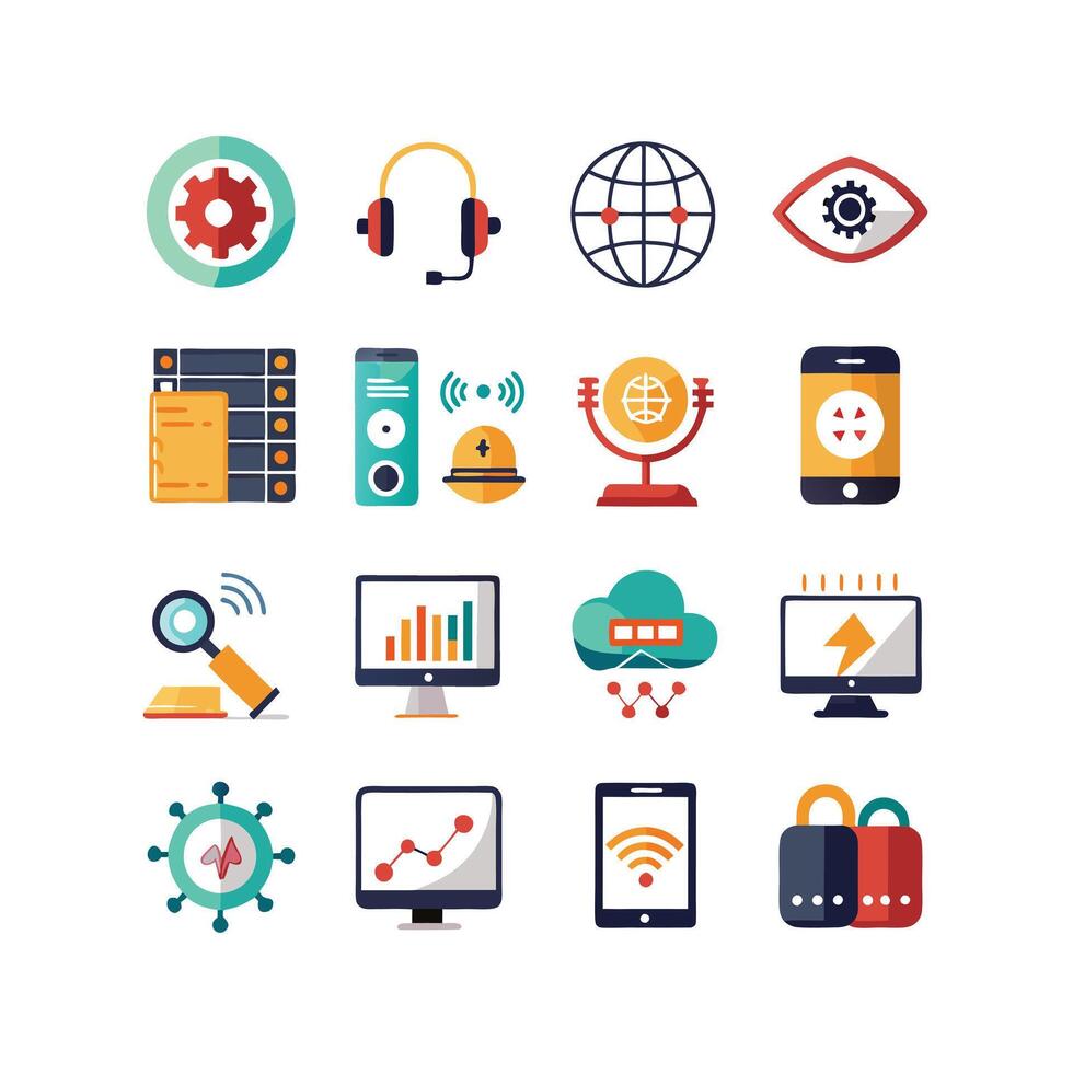 Technology Icon Set Illustration for Documents, Websites and Mobile Applications vector