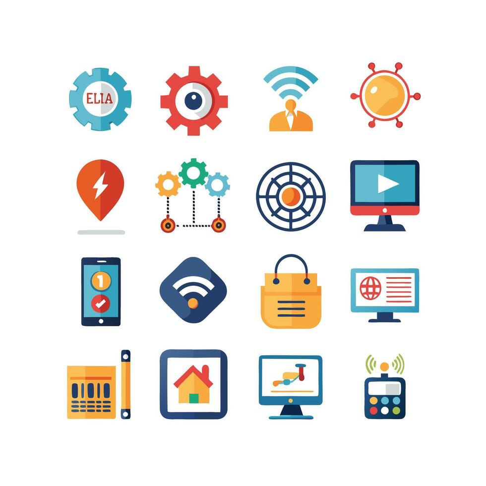 Technology Icon Set Illustration for Documents, Websites and Mobile Applications vector