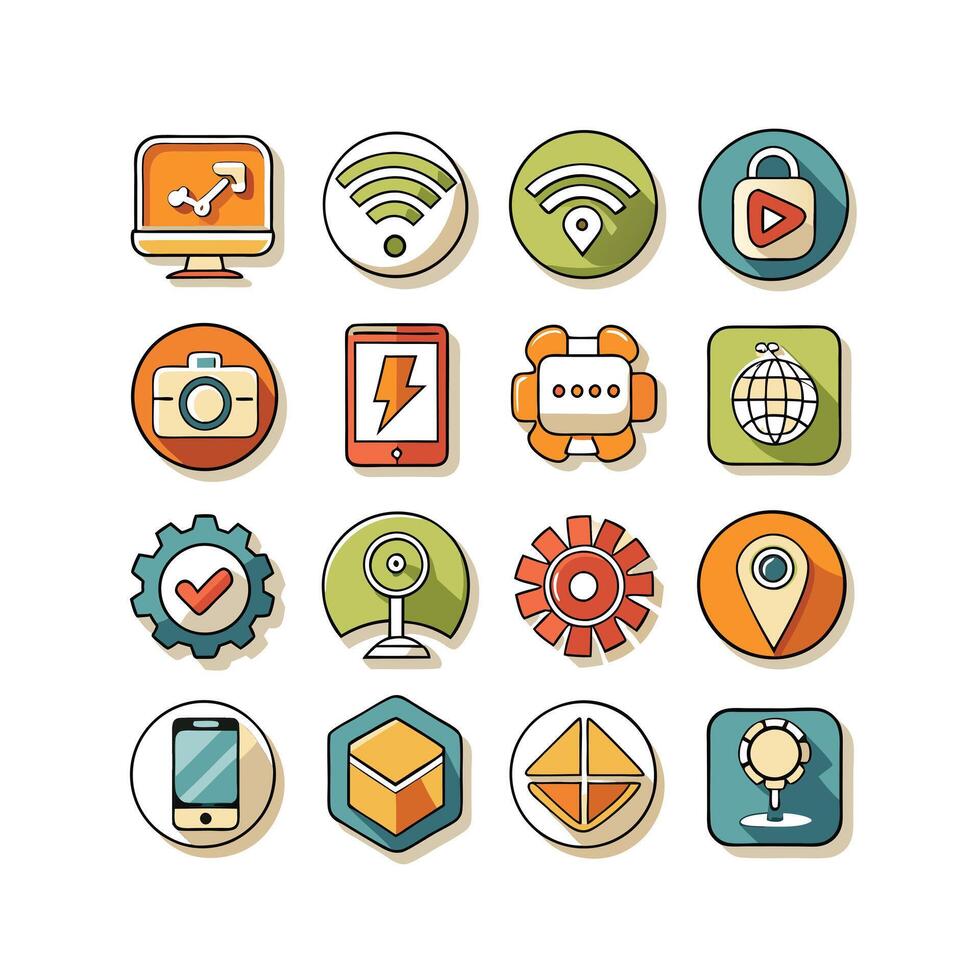 Technology Icon Set Illustration for Documents, Websites and Mobile Applications vector