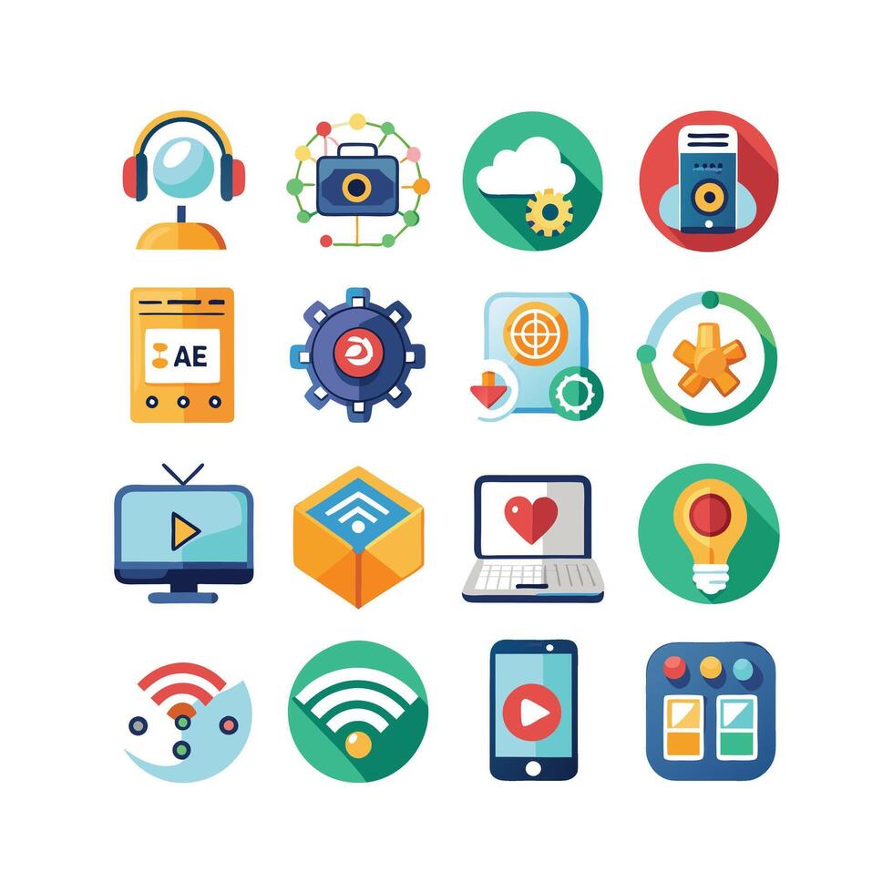 Technology Icon Set Illustration for Documents, Websites and Mobile Applications vector
