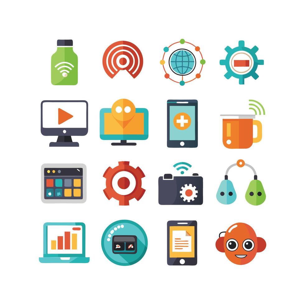 Technology Icon Set Illustration for Documents, Websites and Mobile Applications vector