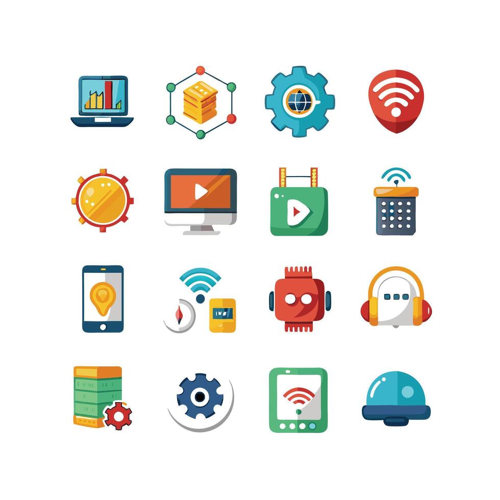 Technology Icon Set Illustration for Documents, Websites and Mobile Applications vector