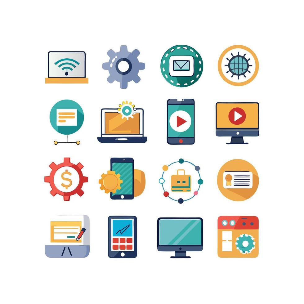 Technology Icon Set Illustration for Documents, Websites and Mobile Applications vector