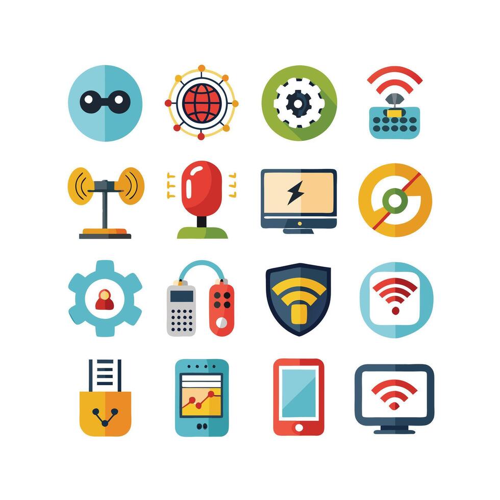 Technology Icon Set Illustration for Documents, Websites and Mobile Applications vector