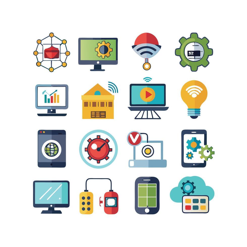 Technology Icon Set Illustration for Documents, Websites and Mobile Applications vector