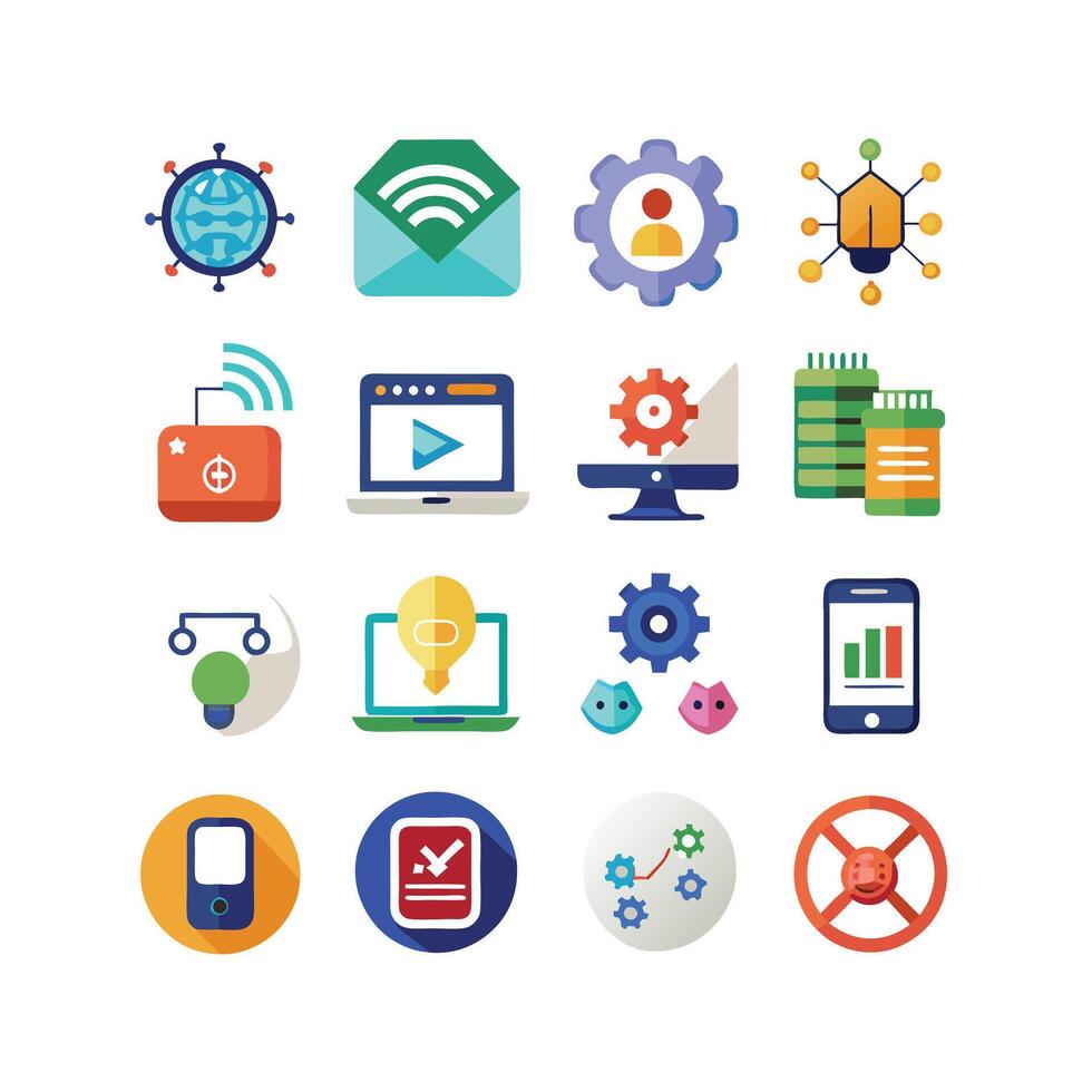 Technology Icon Set Illustration for Documents, Websites and Mobile Applications vector