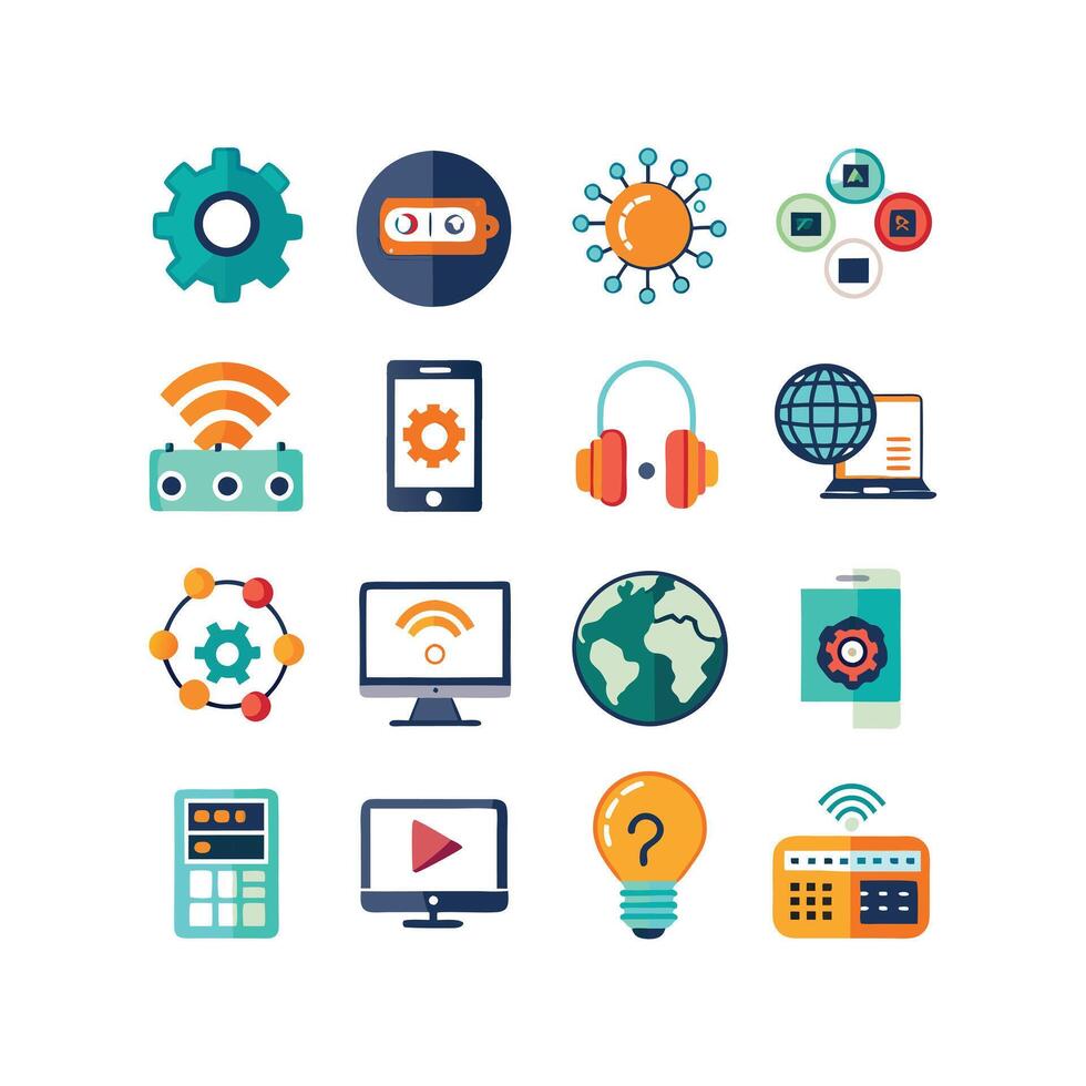 Technology Icon Set Illustration for Documents, Websites and Mobile Applications vector