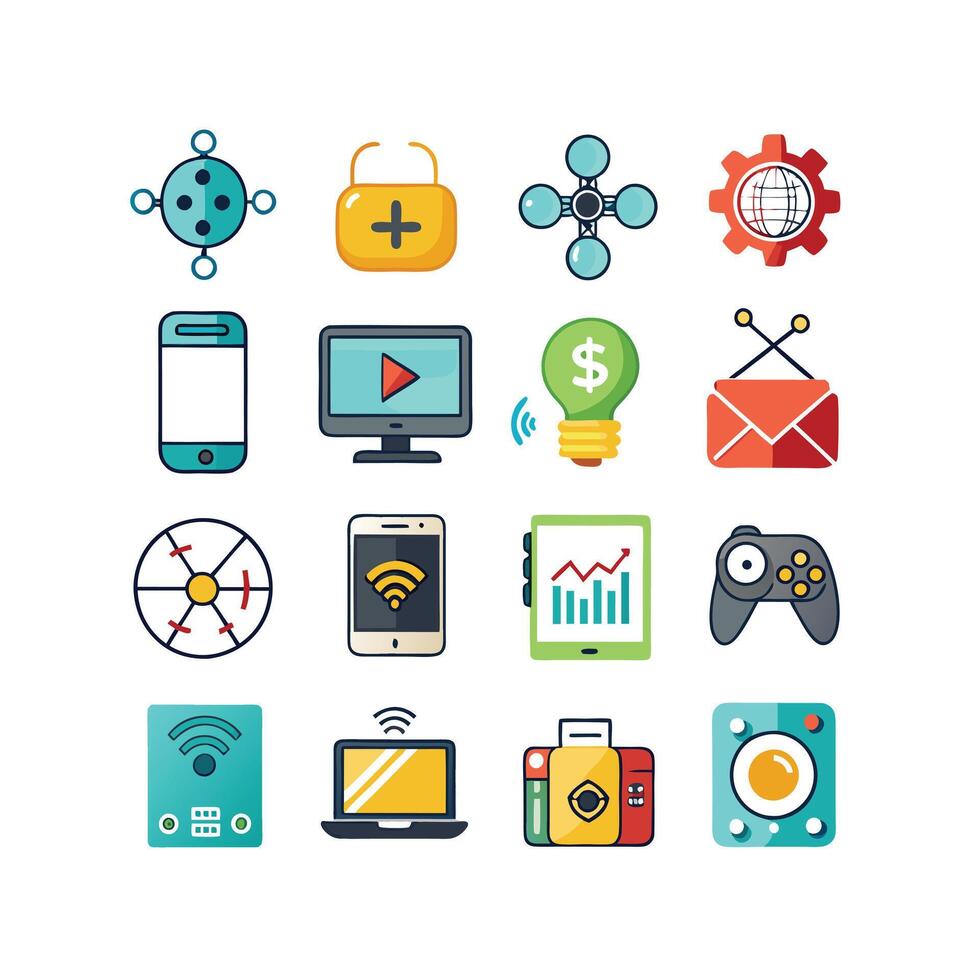 Technology Icon Set Illustration for Documents, Websites and Mobile Applications vector