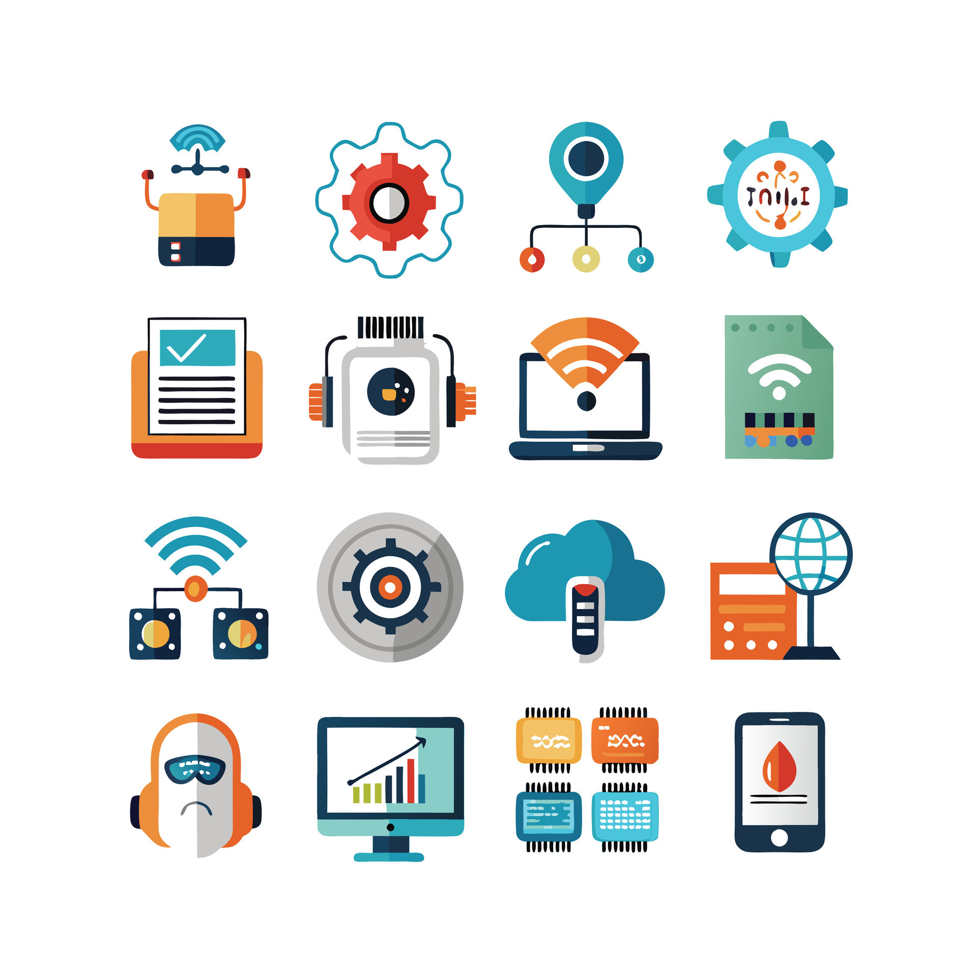 Technology Icon Set Illustration for Documents, Websites and Mobile ...