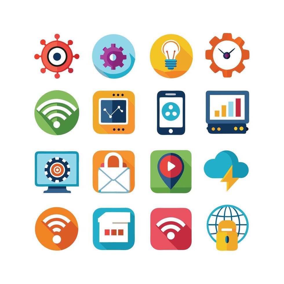 Technology Icon Set Illustration for Documents, Websites and Mobile Applications vector