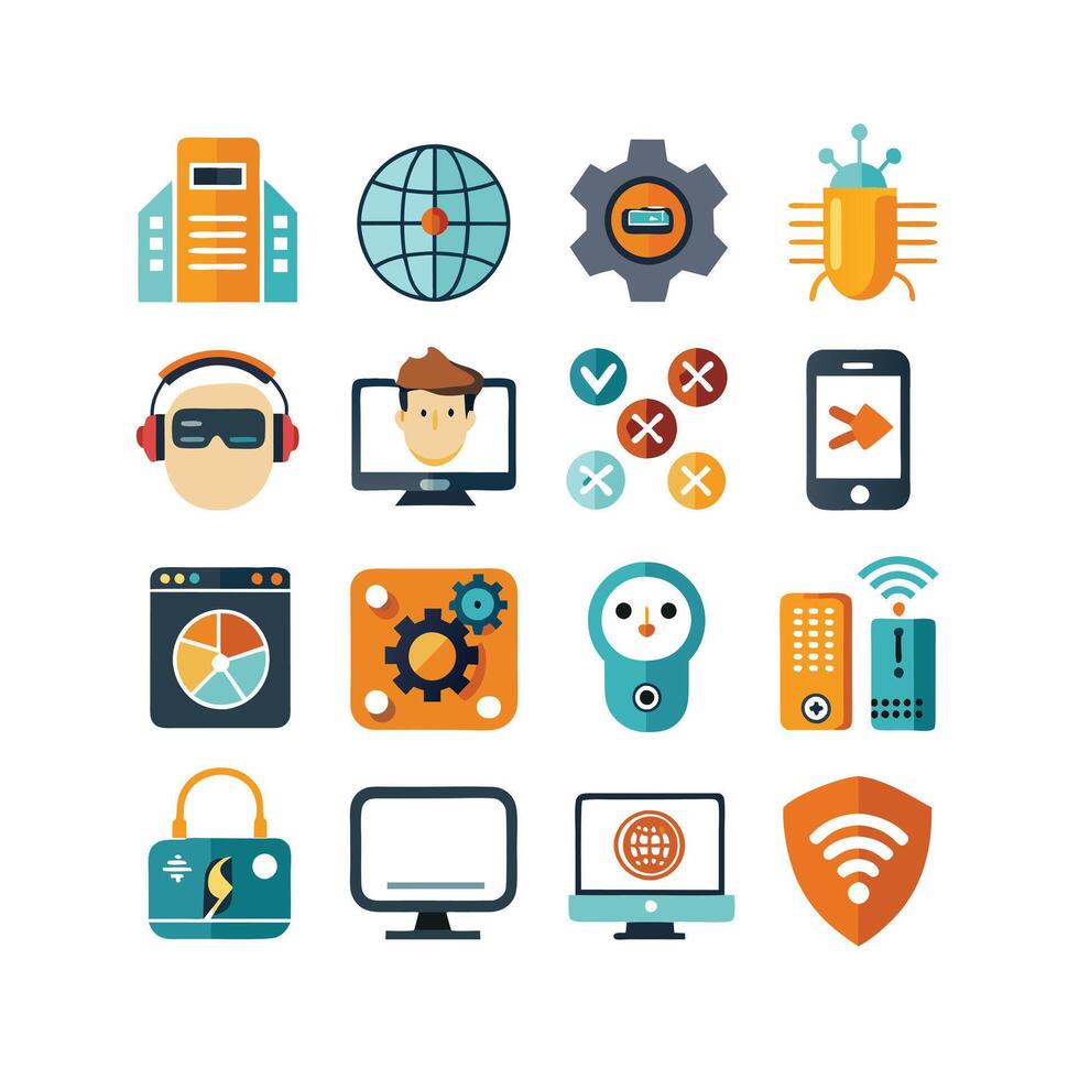 Technology Icon Set Illustration for Documents, Websites and Mobile Applications vector