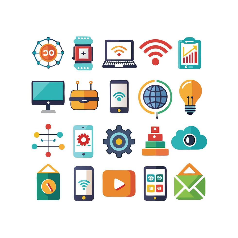 Technology Icon Set Illustration for Documents, Websites and Mobile Applications vector