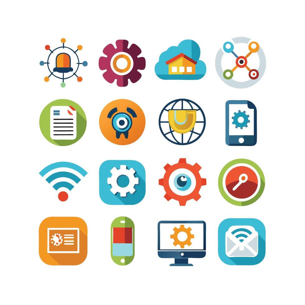 Technology Icon Set Illustration for Documents, Websites and Mobile Applications vector